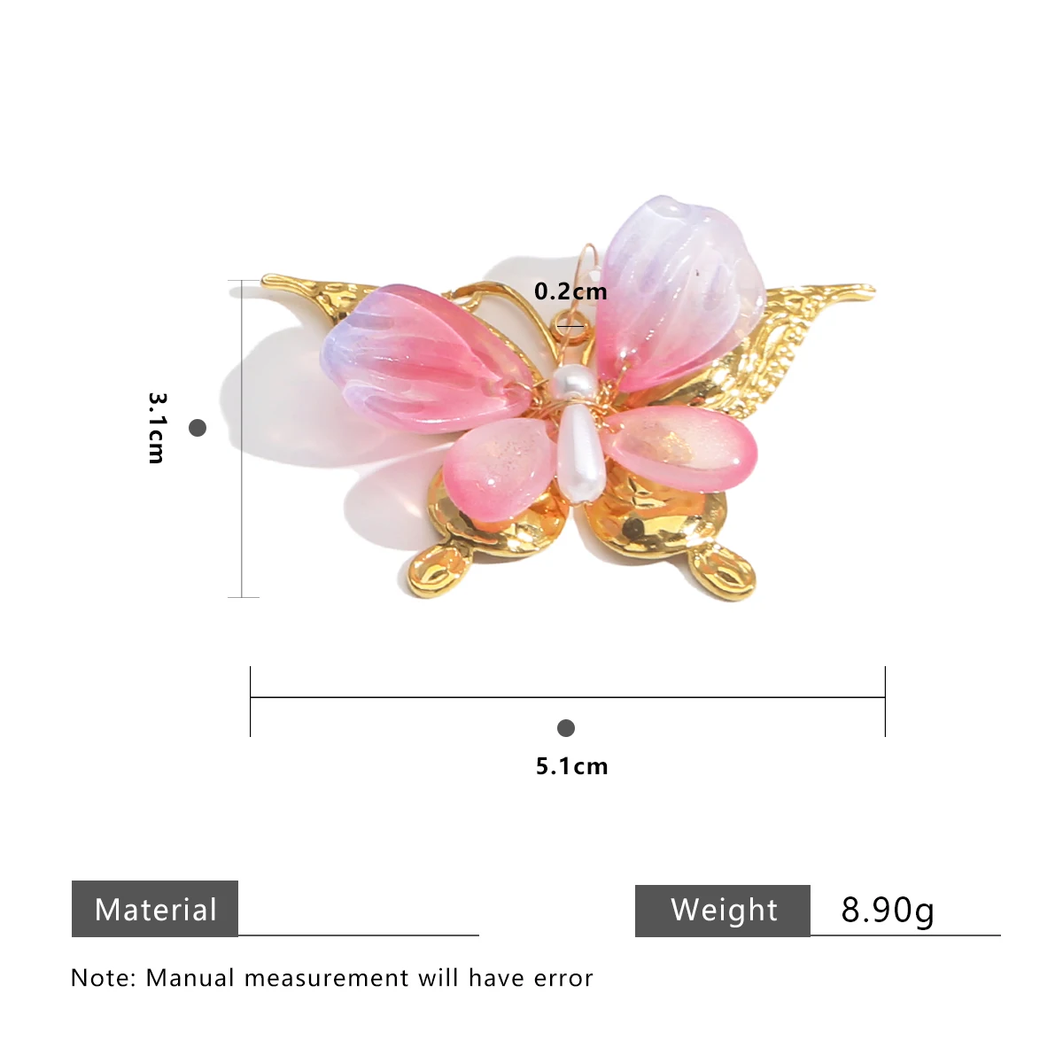 Stainless Steel Hand Threading Gradient Crystal Butterfly Pendant DIY Necklace Earrings Jewelry Making Supplies Bulk Wholesale view 3