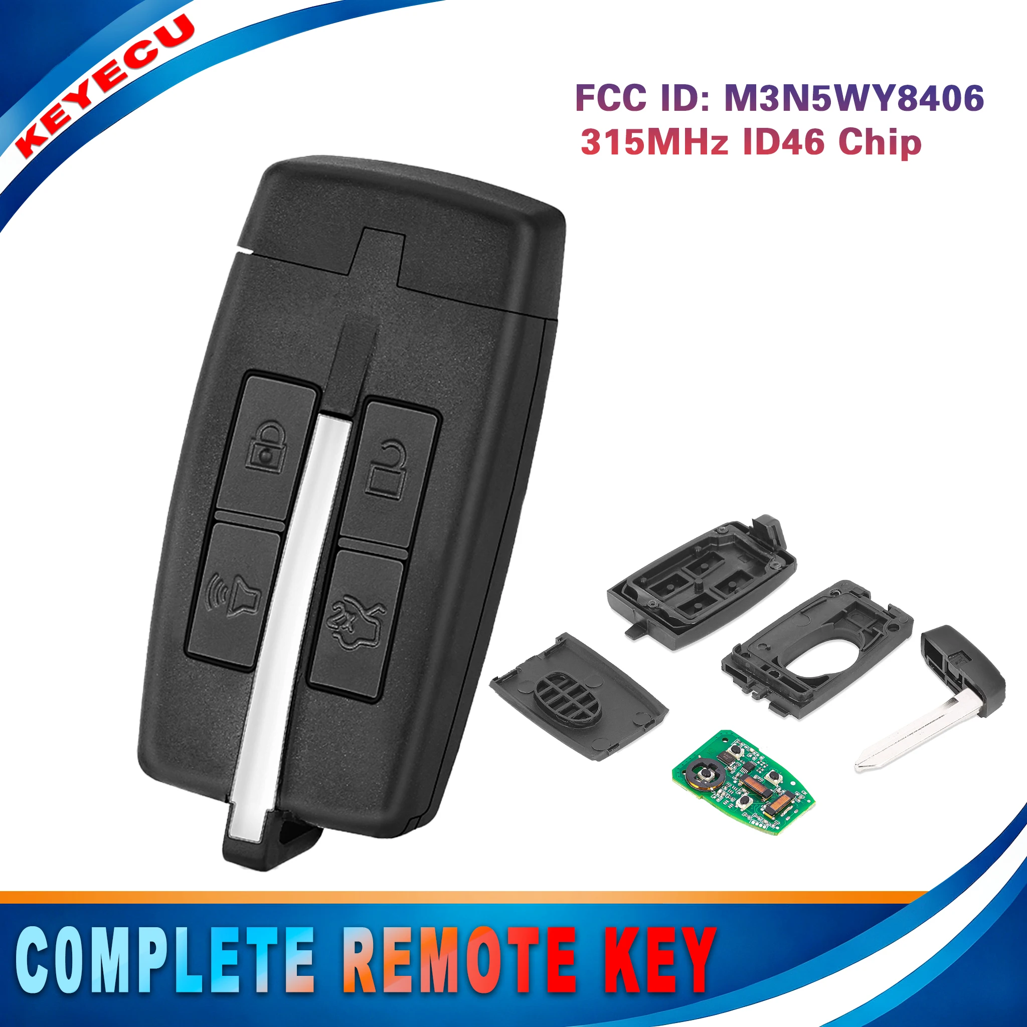 KEYECU M3N5WY8406 315MHz ID46 Chip Proximity Smart Key for Ford Taurus 2009‑2012 Lincoln MKS 2009‑2012 MKT 2010‑2012 164‑R7034