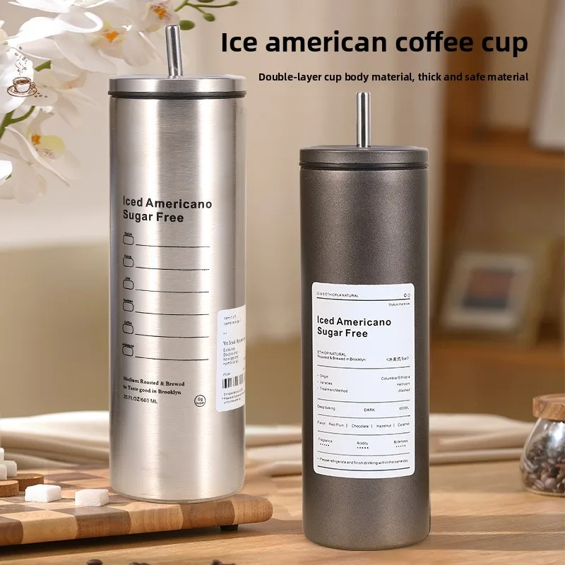 

600ml Stainless Steel Coffee Mug Thermoses Double Wall Vacuum Flask Insulated Cup Portable Mugs Coffee Cups Water Bottles