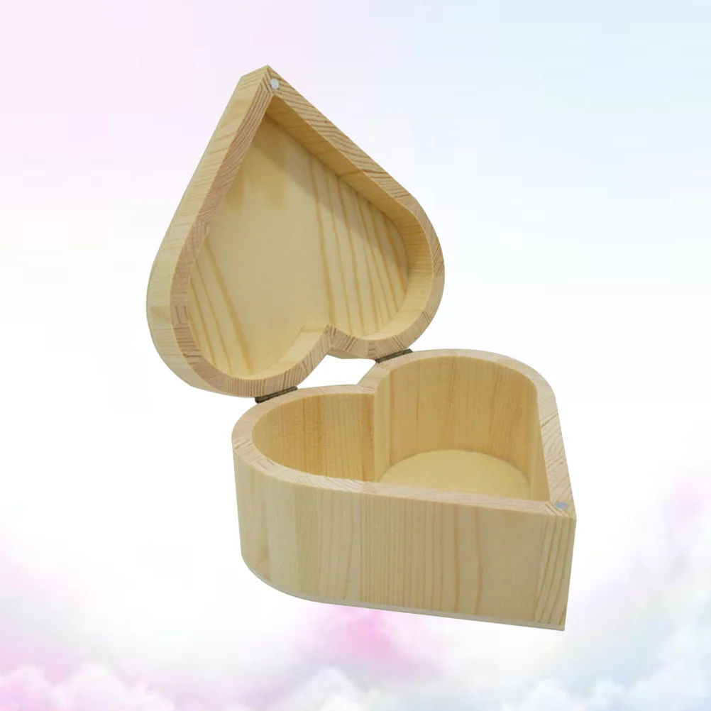 

Heart Shaped Wooden Jewelry Gift Box Retro Design For Bracelet Bangle Earrings Dustproof Scratch Resistant Birthday Christmas