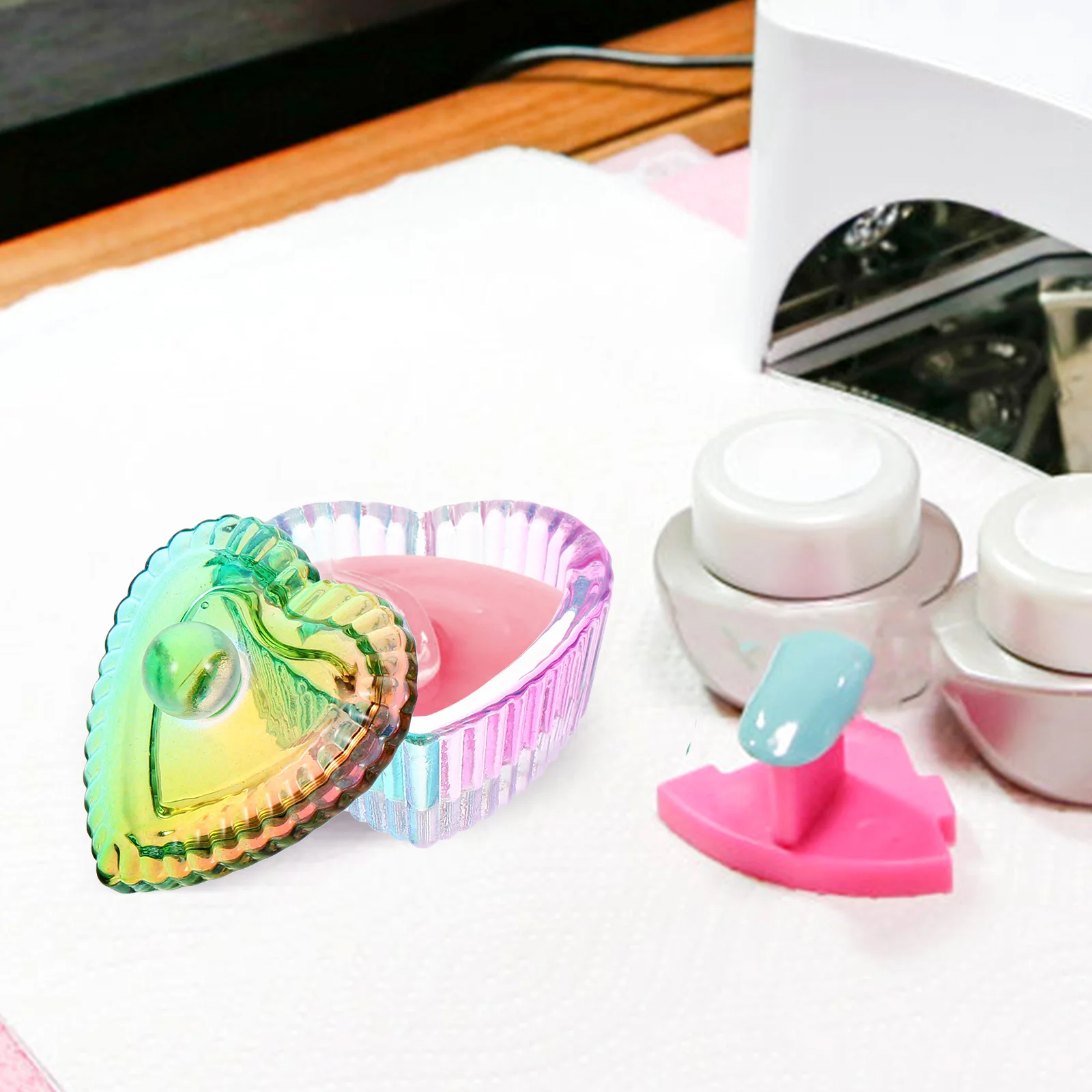 2 pezzi di materiale di alta classe in vetro per nail art, tazza per manicure, polvere liquida, piatto per miscelare, dimensioni compatte, piatto facile da spostare per unghie acriliche