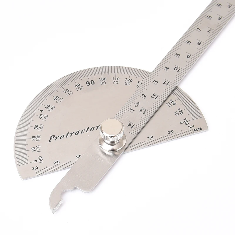 Professional Stainless Steel Protractor Angle Finder 180 Degree Adjustable Woodworking Measurement Protractor Ruler Caliper