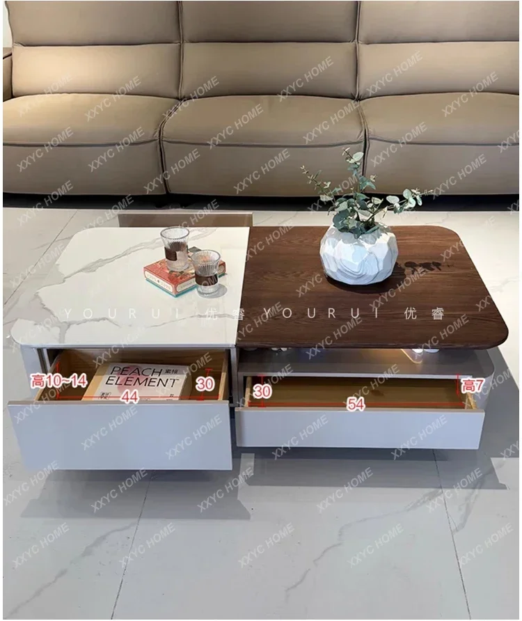 

Журнальный столик Hcoffee с прямоугольной столешницей из каменной плиты под орех для гостиной, домашний кофейный столик