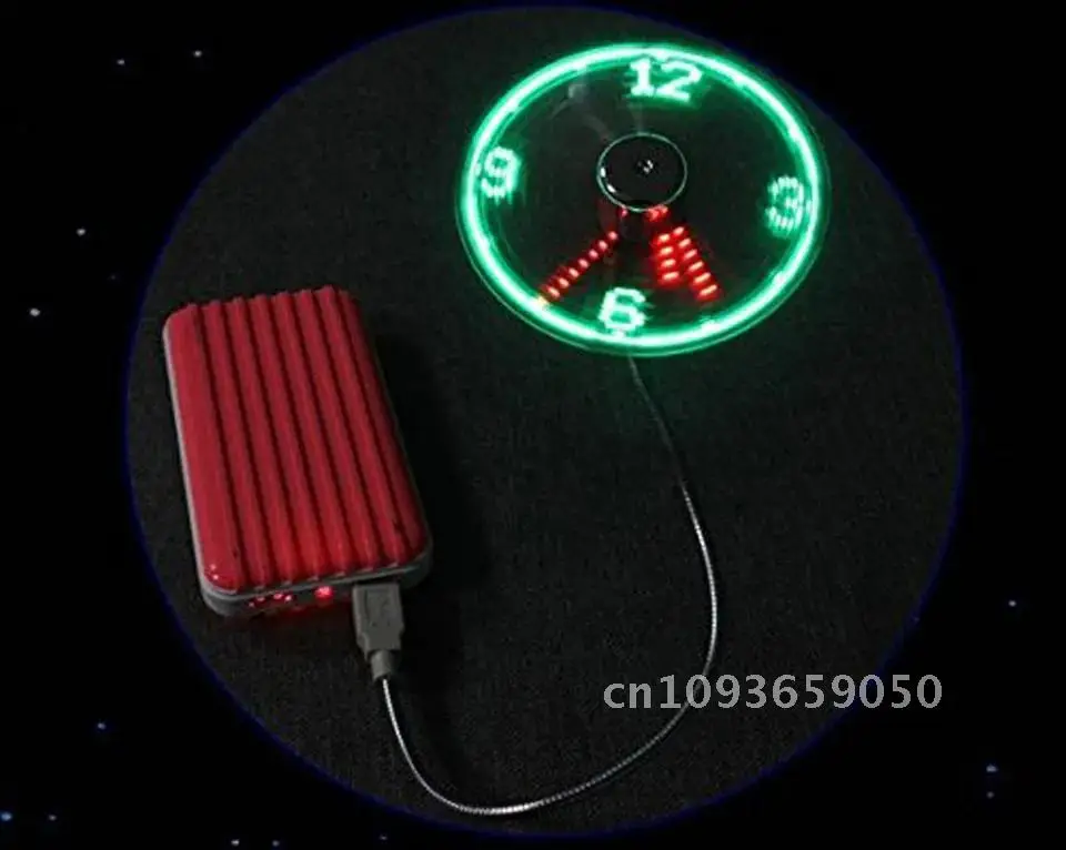 Meat Probe for Grilling Powered Clock Mini LED Fan USB Time Clock Flashing Thermometer Digital Display Function Cooling Real