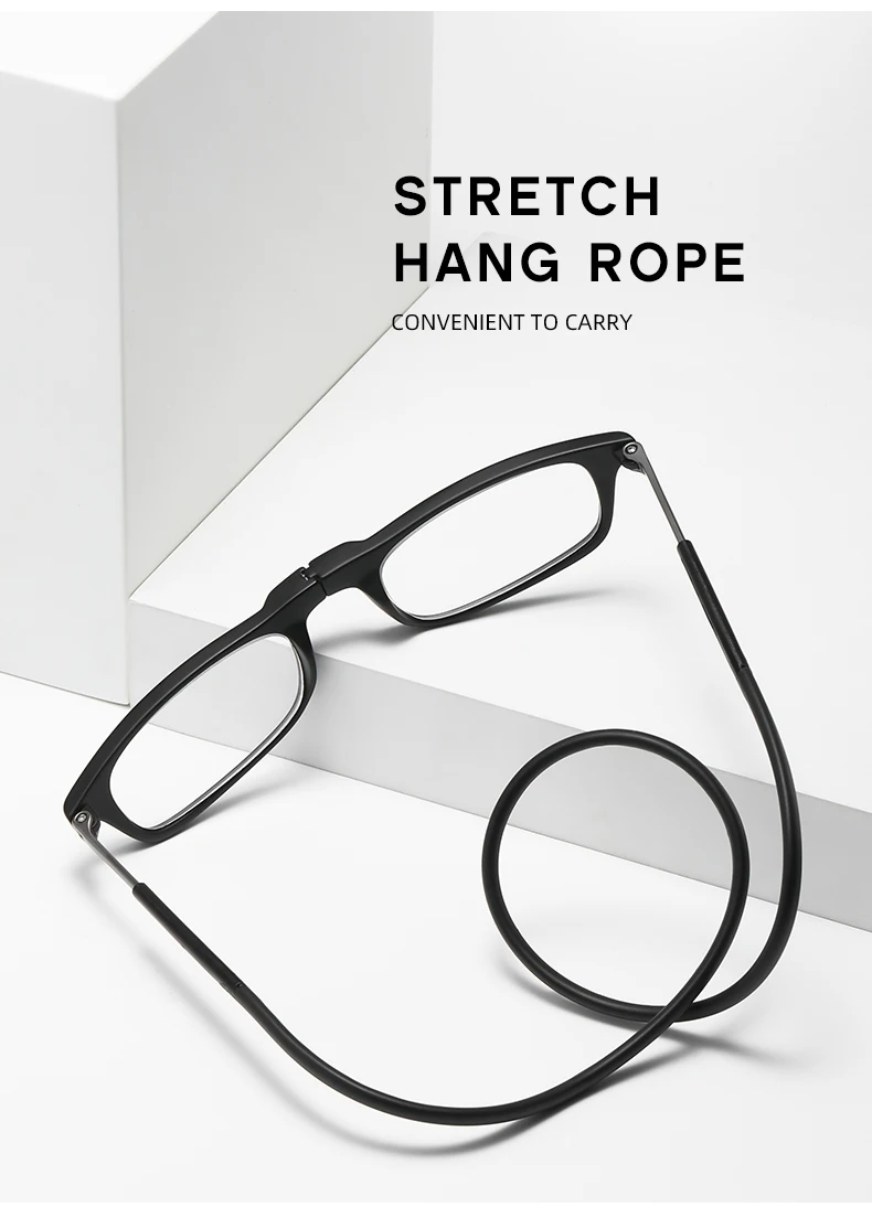 Neue Faltbare Halsband-Lesebrille HD-Harz Modische Magnetische Gleitsichtbrille für Alterssichtigkeit – Detail 4