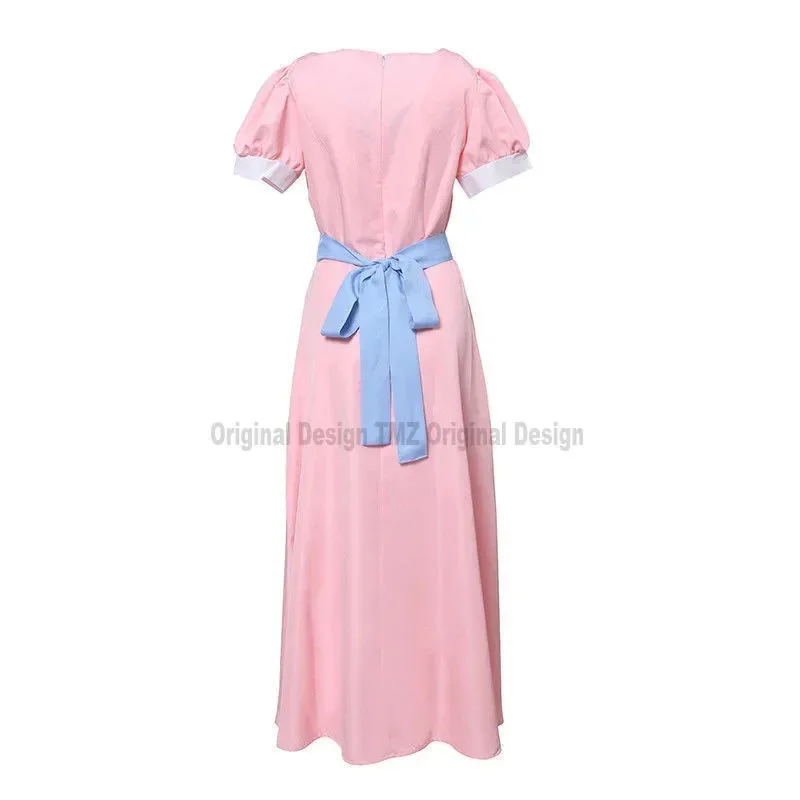 Peter Pan Wendy Cosplay Costume Women Blue Long Dress Half Sleeve Party Princess Dress Adult Halloween Dress with Belt Bowkno72b