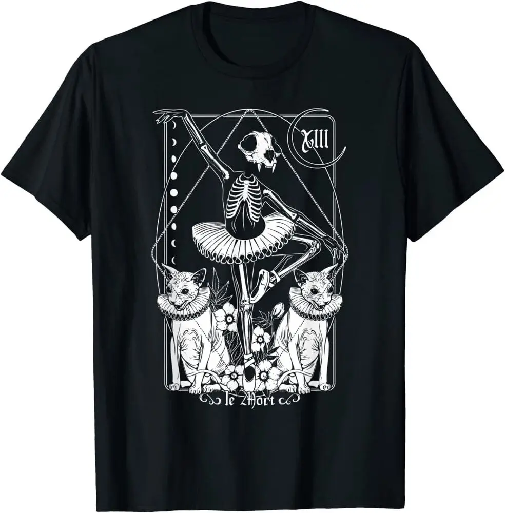 New The Death Tarot Tapestry Cat La Mort   Card Spooky T-ShirtAnime Pattern Clothing Y2K Summer