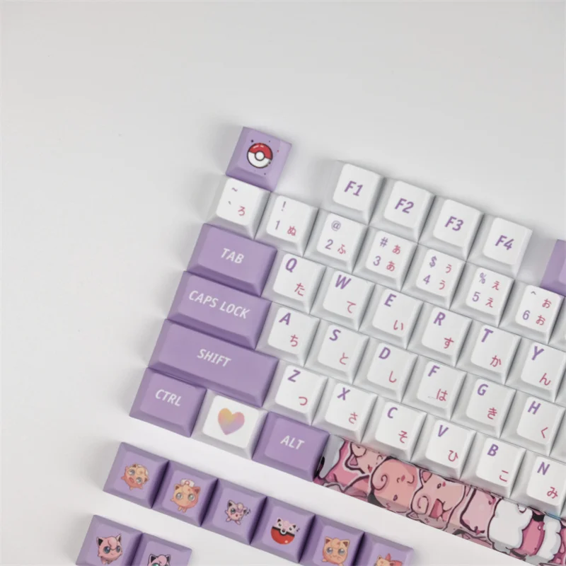 Fat Butyl Cherry Profile PBT Purple White Keycaps Full Set Mechanical Keyboard Keycaps Dye-Sub 1.75U 2U Shift Key GH60 GK61 GK64