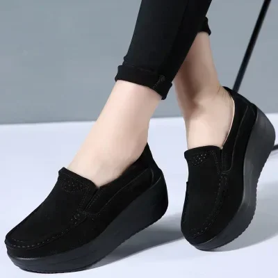 Women Flats Platform Loafers Ladies Elegant Genuine Leather Moccasins Shoes Woman Autumn Slip On Casual Women\'s Shoes