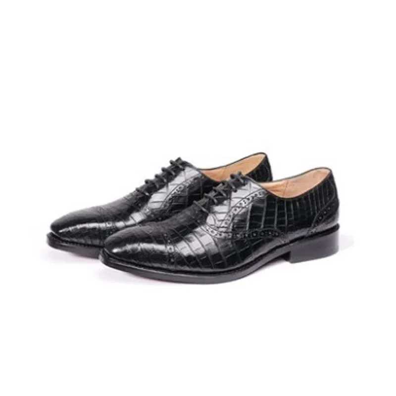 OULUOER-Chaussures en cuir de crocodile pour hommes, décontractées, business, manuel, motif sculpté, design