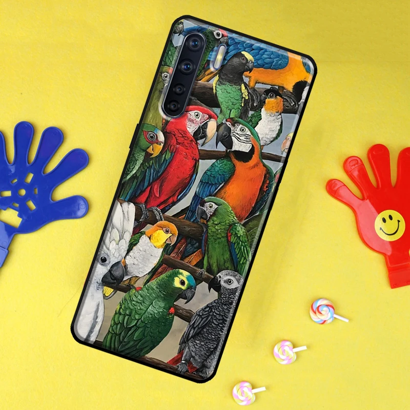 Animal Parrot Birds For OPPO A53 A31 A5 A9 2020 A15 A52 A72 A83 A91 A93 A54 A74 A94 Find X3 X5 Pro Phone Case