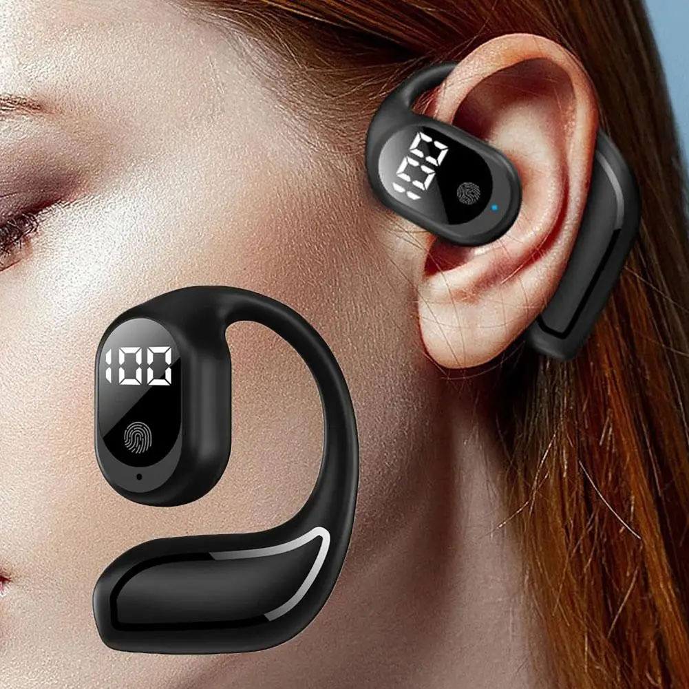 Bluetooth 5.3 Headphone Ear Hook Wireless Earphone With Digital Display Noise Reduction Not In The Ear For Huawei IPhone O7W5