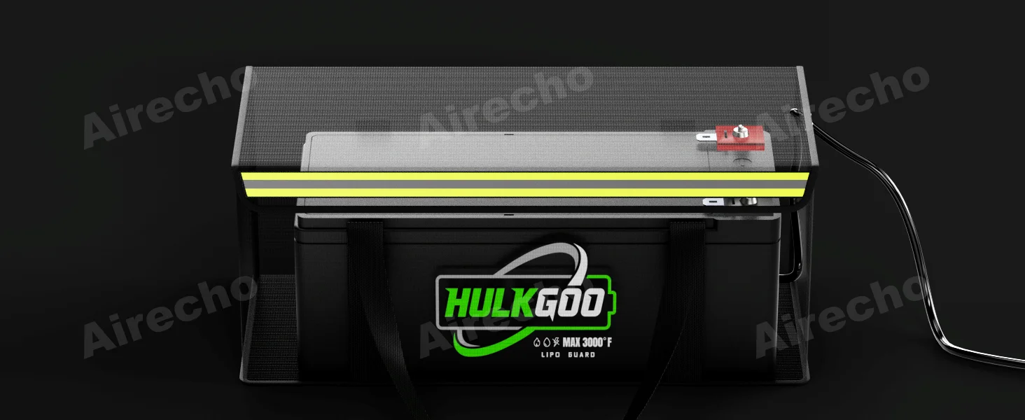 12V 200Ah LiFePO4 Lithium-Batterie Feuerfeste sichere Tasche Große Kapazität Batterie Schutzhülle Wasserdichte Aufbewahrungsbox 22*9*9,4 Zoll – Detail 8