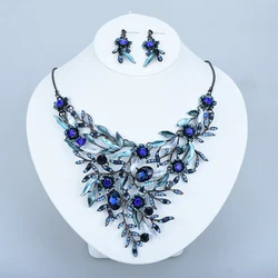 ICEYY Indian Bride Crystal Floral Colorful Statement Collar Necklace And Earrings jewelry for women free shipping