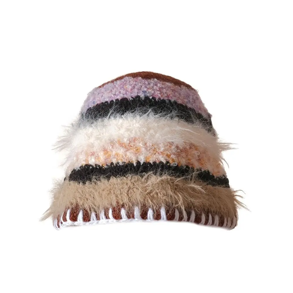 قبعة محبوكة يدوية حلوة من الصوف بشرابة لحماية الأذن قبعة دافئة مقاومة للرياح للخريف والشتاء