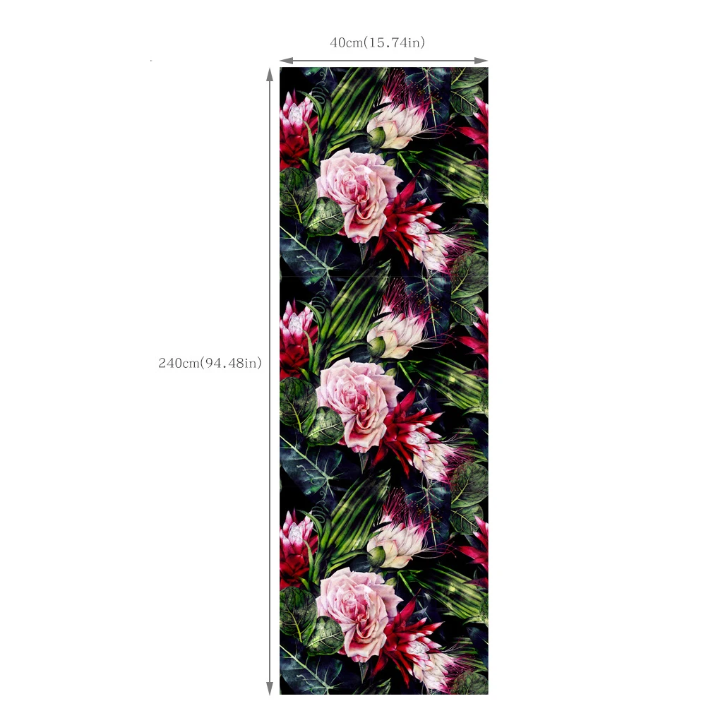 ورق جدران من الفينيل ذاتي اللصق قابل للإزالة بأوراق خضراء داكنة وزهور وردية اللون قابل للإزالة لديكور المنزل والحمام #2