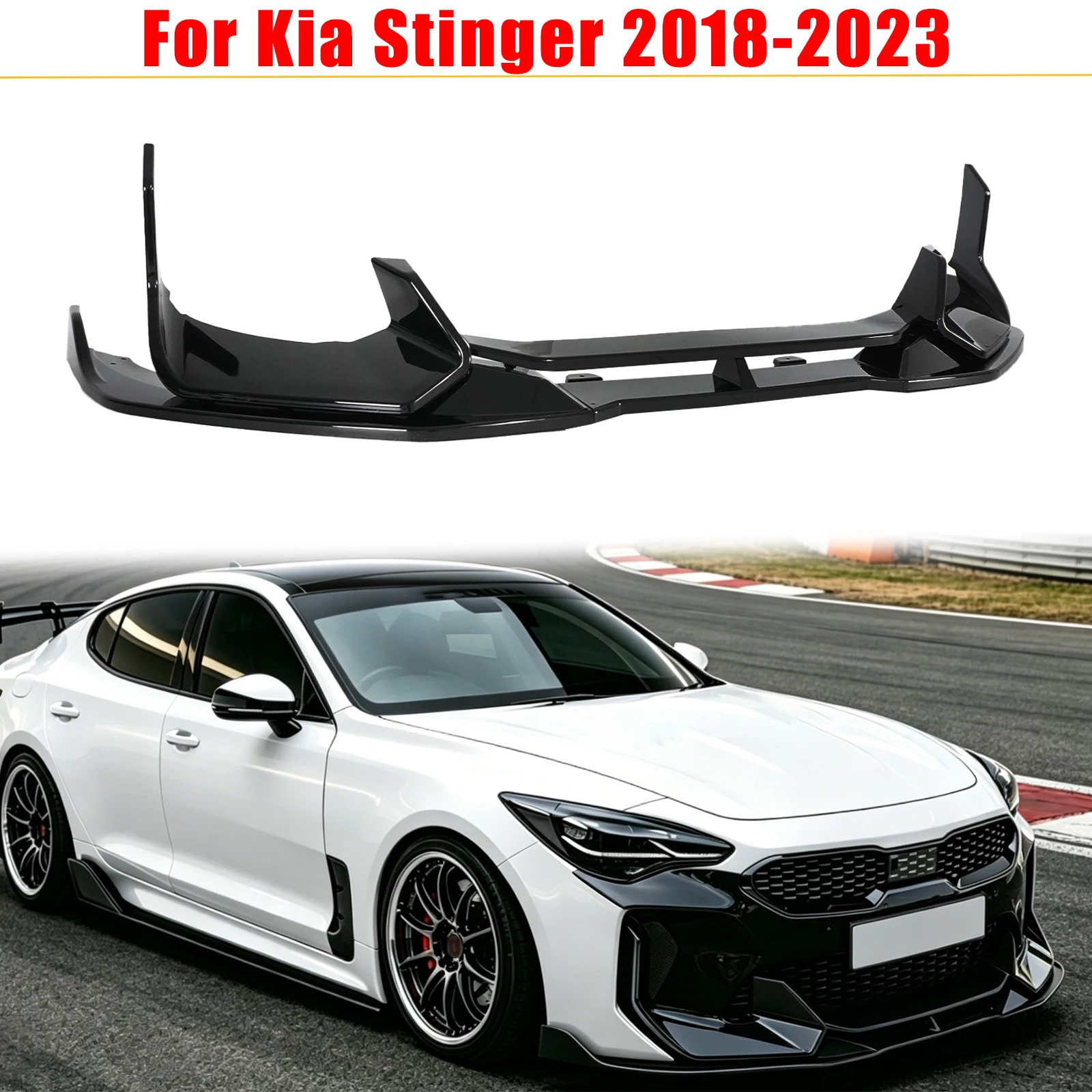 Para Kia Stinger 2018-2023, alerón delantero estilo Ad, fibra de carbono brillante, pintado, accesorios para coche, kit de carrocería, spoiler