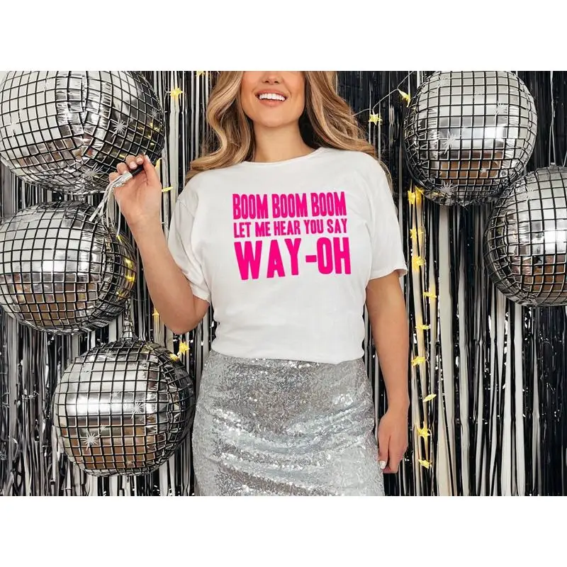 

Футболка Boom Say Way Oh с персонализированными названиями, нарядное платье, выходные 90-х годов