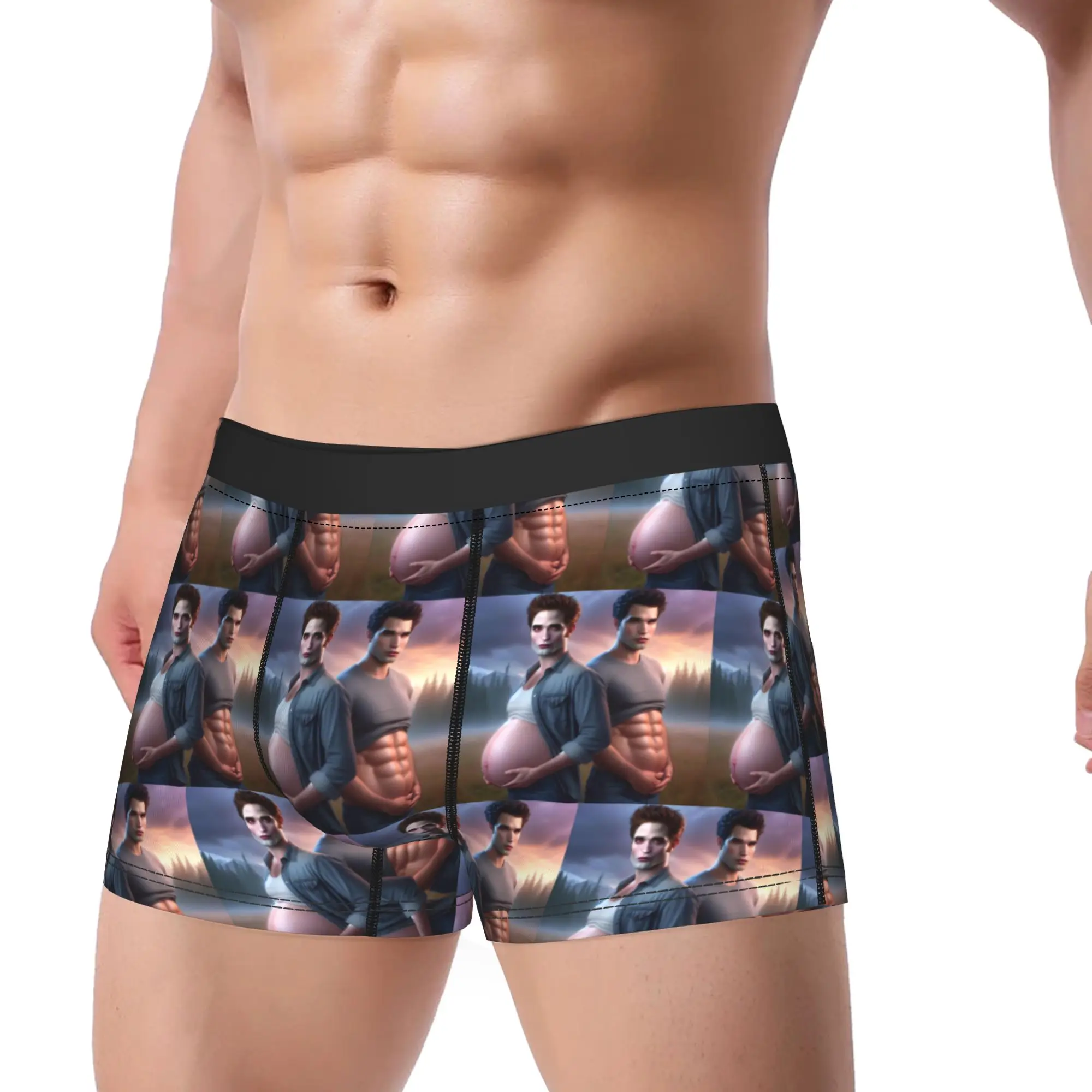 Men The Twilight Saga Movie Boxer Briefs Shorts Panties Underwear Funny Jacob Edward Vampire Male Funny Plus Size Underpants