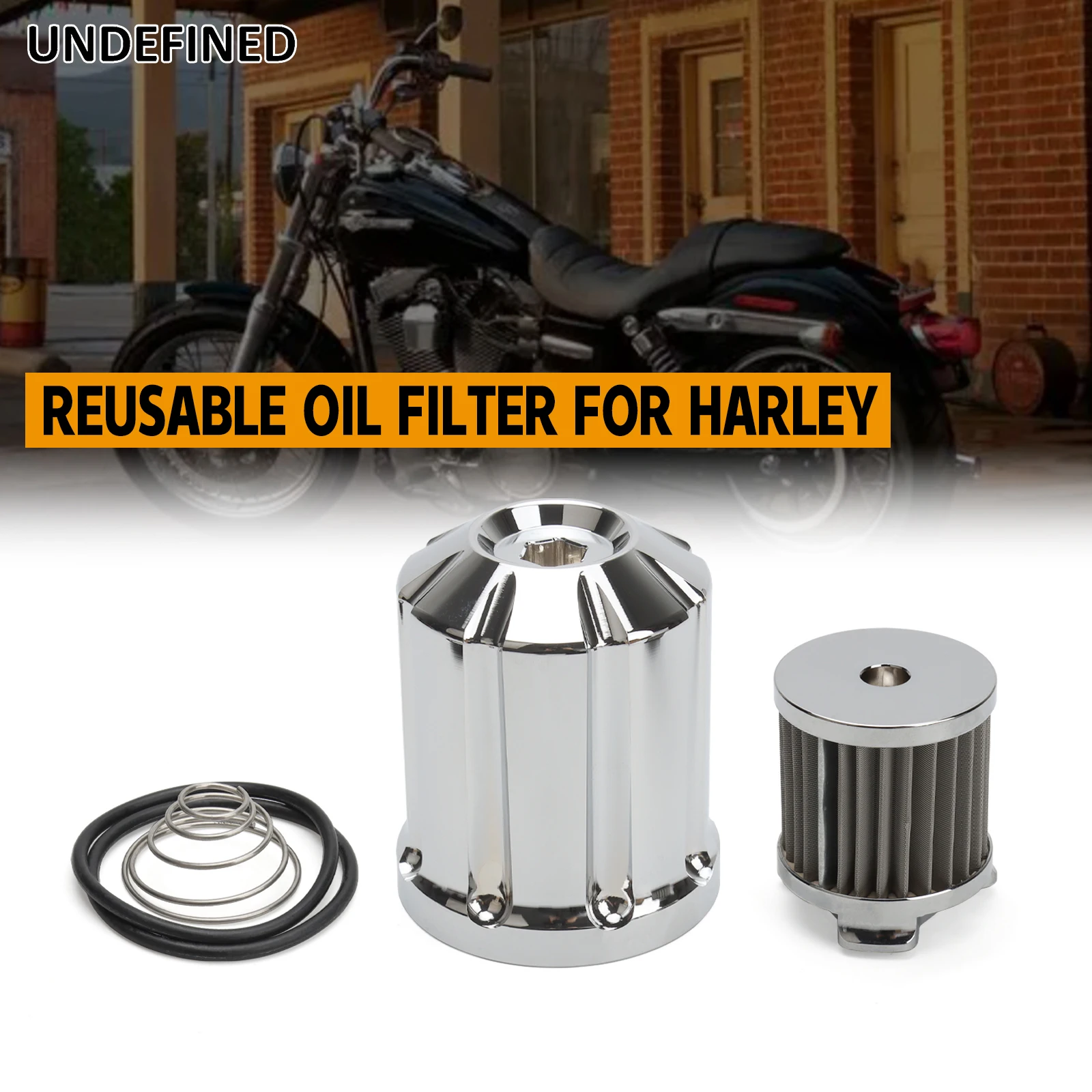 Motorcycle Aluminium Reusable Oil Filter with Replacement Cartidge Fitting for Harley Dyna Softail Touring EVO Twin Cam Chrome