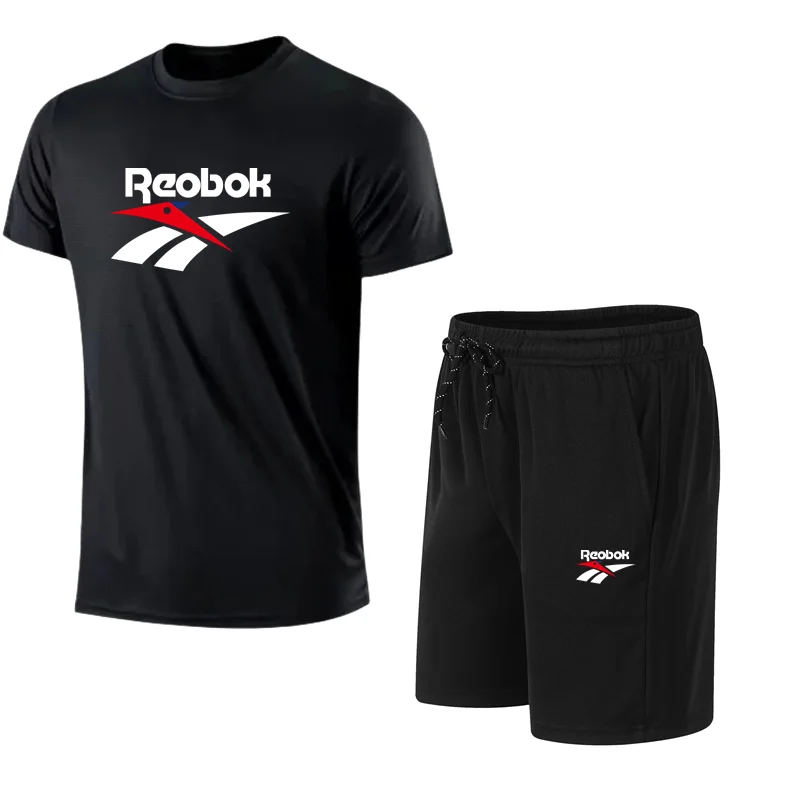 Summer Men's T-shirt Sets Funny Letter Print Short Sleeve Tees +Shorts 2 Piece Outdoor Running Tracksuits Fashion Casual Outfit
