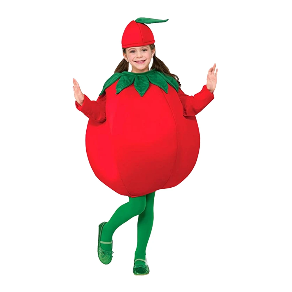 

Детский красный комбинезон с помидорами на Хэллоуин, цилиндр, одежда, костюм, карнавальный костюм для вечеринки, ролевая игра, сценический костюм