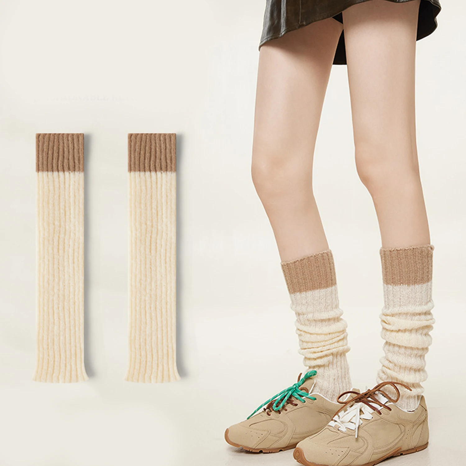 Korean Style Fashion Leg Warmers Japanese JK Uniform Lolita Girls' Long Socks Girls Pile Up Socks Foot Warming Cover Boot Cuffs