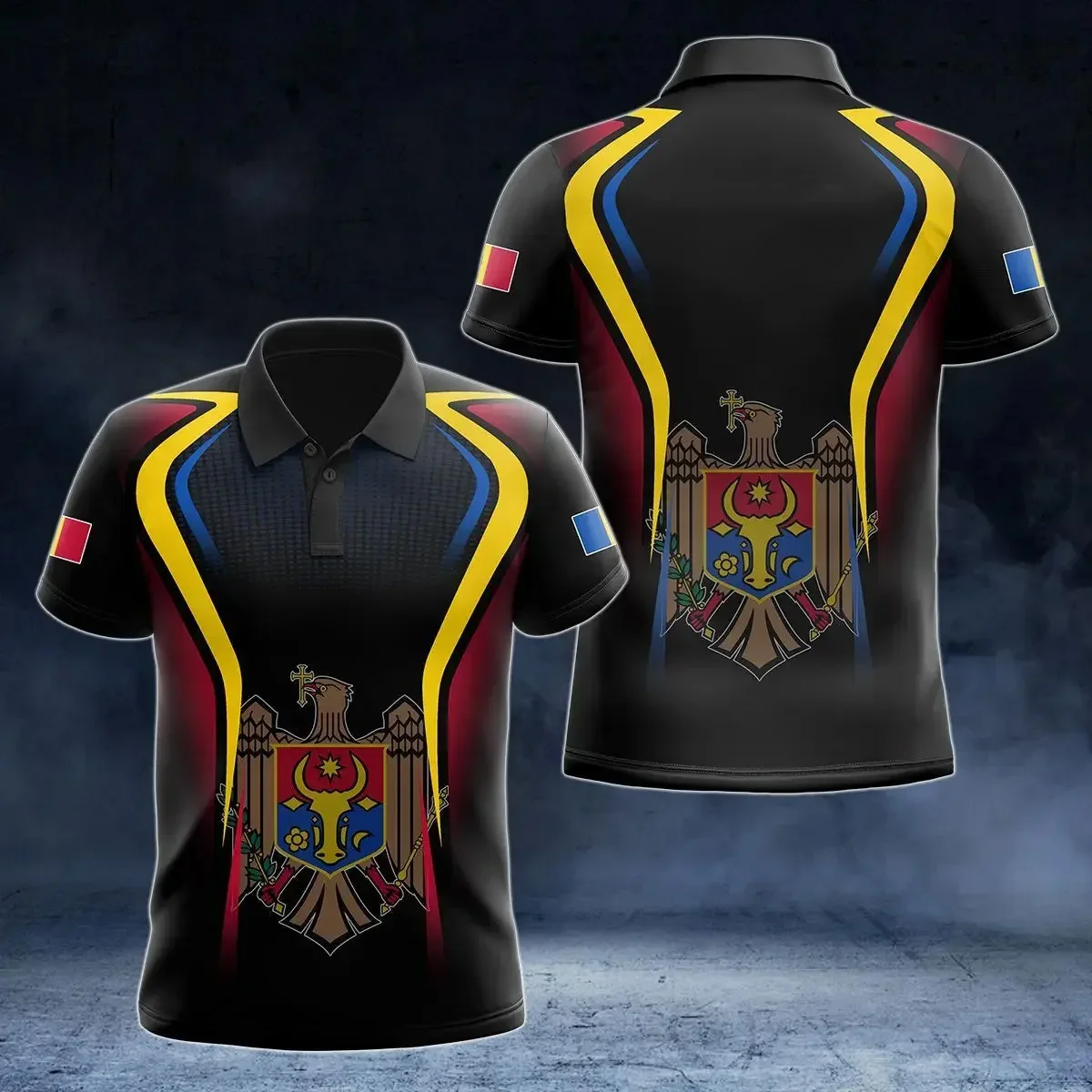 New Moldova National Flag Graphic Polo Shirt Moldova National Emblem Men\'s Tops  National Day Gifts High Quality Clothing