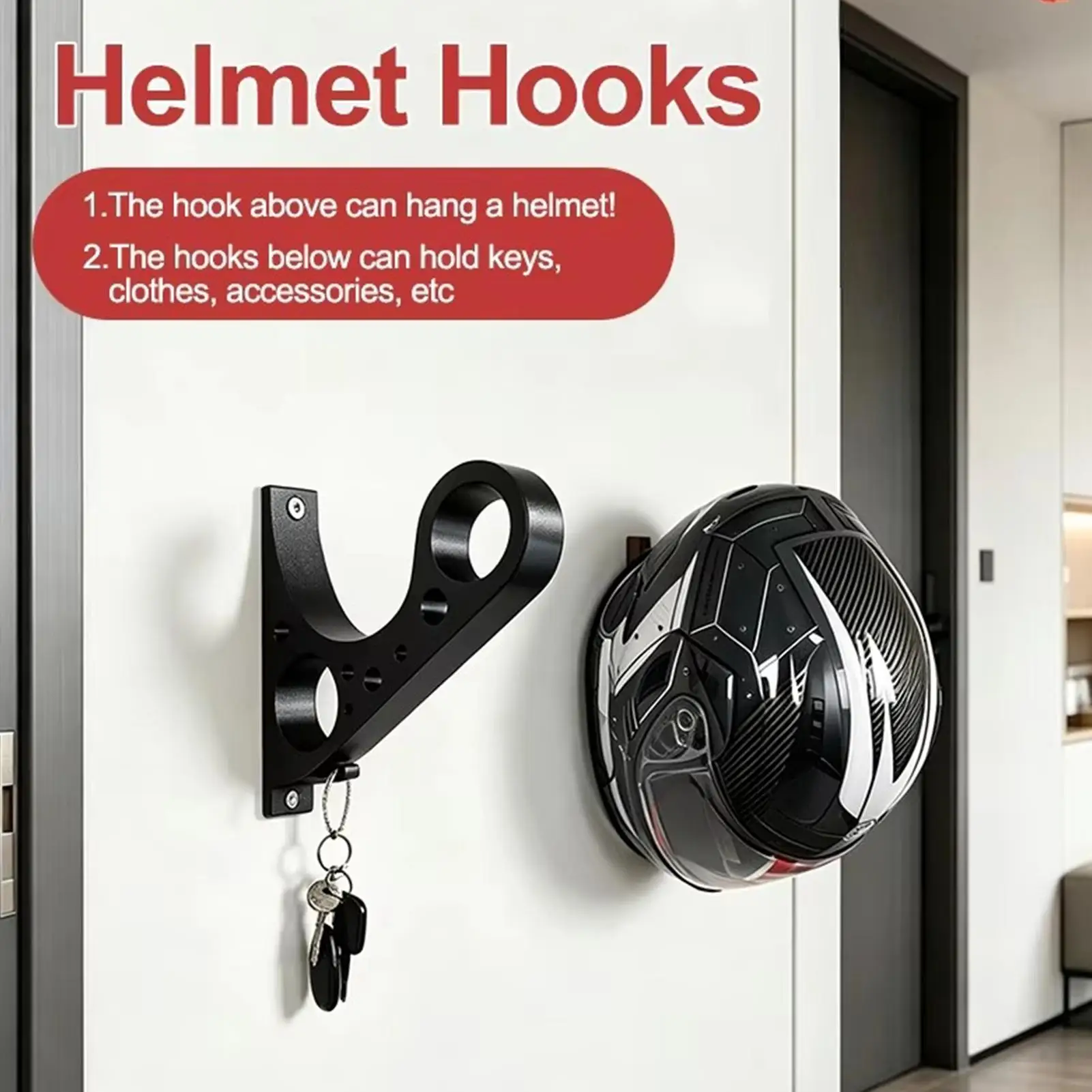 Motorcycle Helmet Wall Mount Bracket, Install Helmet Storage Rack for Motorcycle Riders Avoid Random Placement and Save Space