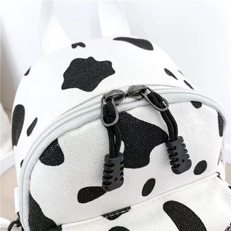 Kids Cute Cow Printed Bag Children\'s Girl Backpack With Stuffed Cow Lightweight Kindergarten Schoolbag Early Education Bag