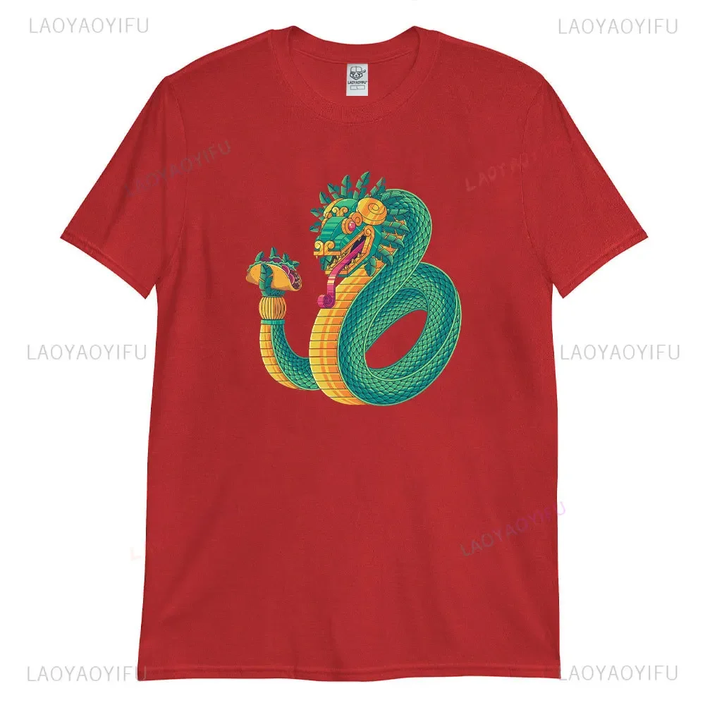Aztec Warrior Jaguar Men's Cotton T-shirt Aztec Goddess Ancient Mayan Women's Shirt Harajuku Mexico Goth Clothing Mayan T-shirts image 3
