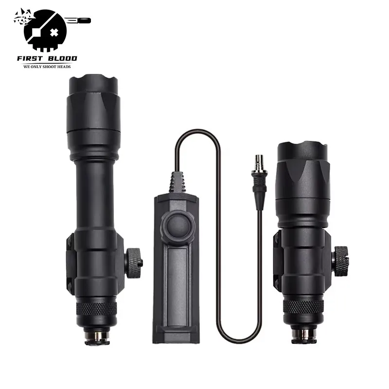 タクティカルフラッシュライトm300-m600。常時点灯機能とデュアル機能リモート圧力スイッチを搭載。ピカティニーレールに取り付け可能。狩猟やエアソフトに最適。