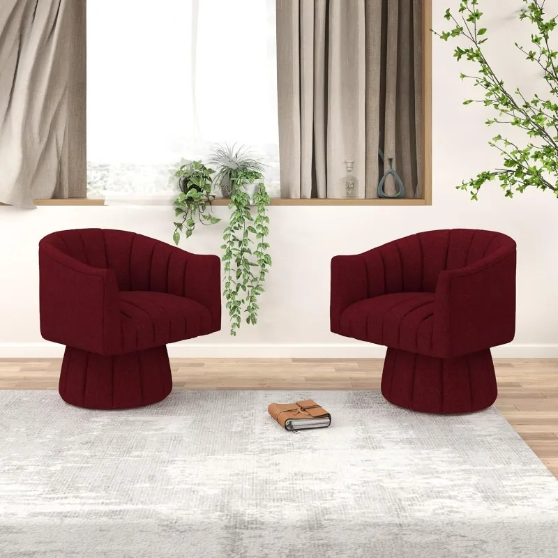 

Swivel Accent Chair, Velvet Corner Chair, Comfy Round Barrel Chair, Cozy Armchair for Living Room, Bedroom, Office Spaces