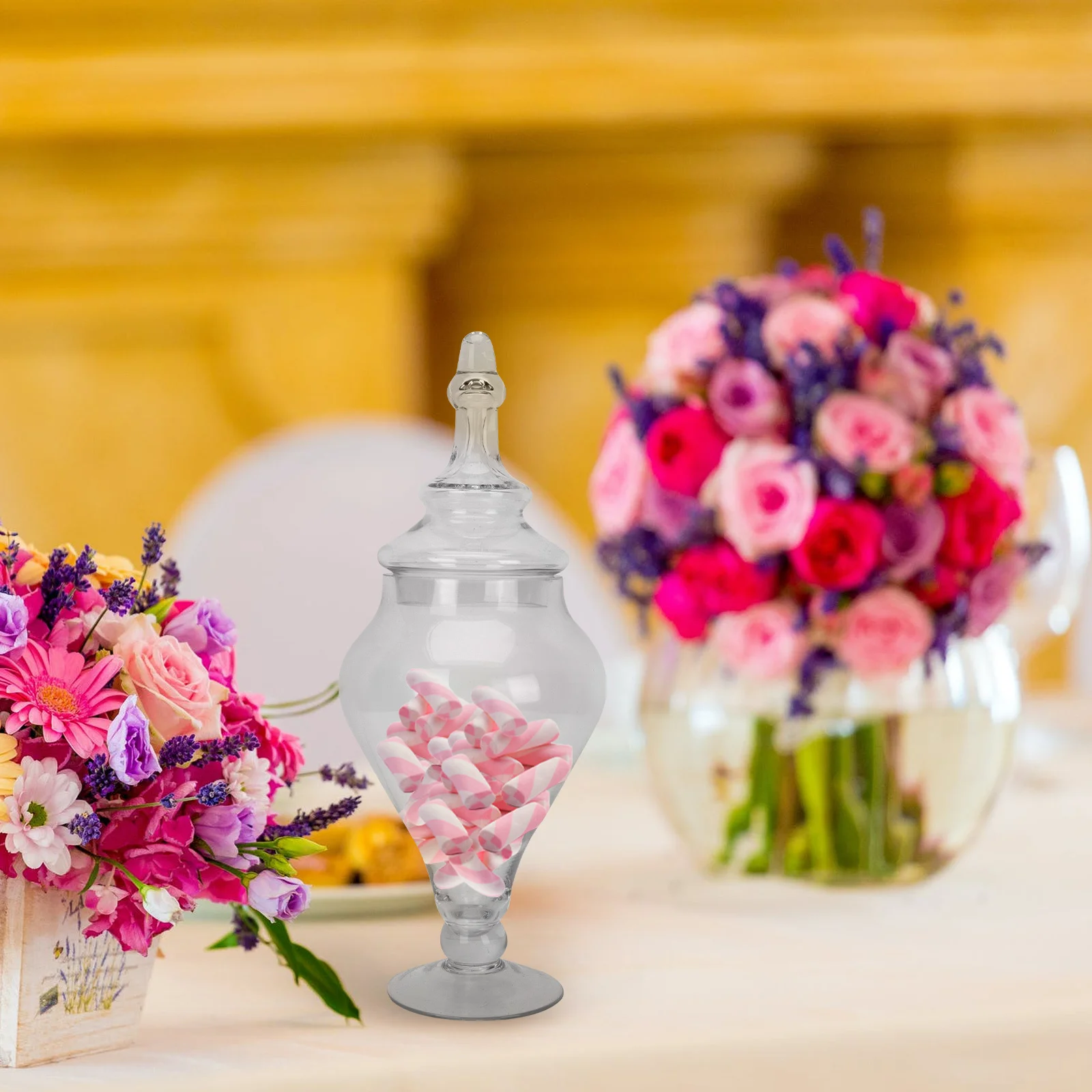 

1Pcs Crystal Candy Jar Transparent Sealed Glass Storage Tank Wedding Decorative Candy Holder Party Supplies Gift Storage Box