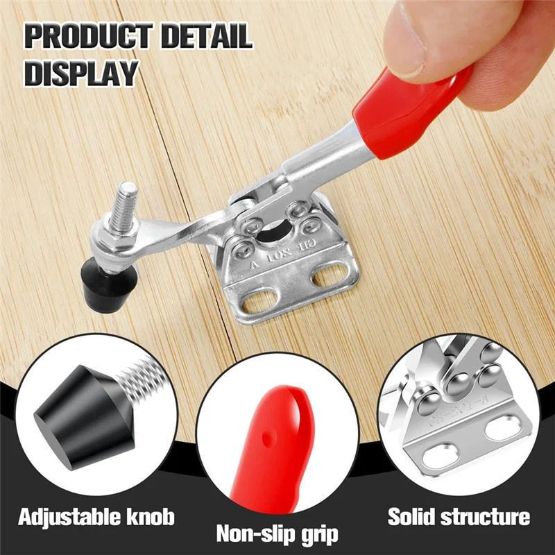 ABJN-8Pcs Toggle Clamp Adjustable Quick Release Toggle Latch Hold Down Clamp, 60 Lbs Stainless Steel Horizontal Clamps