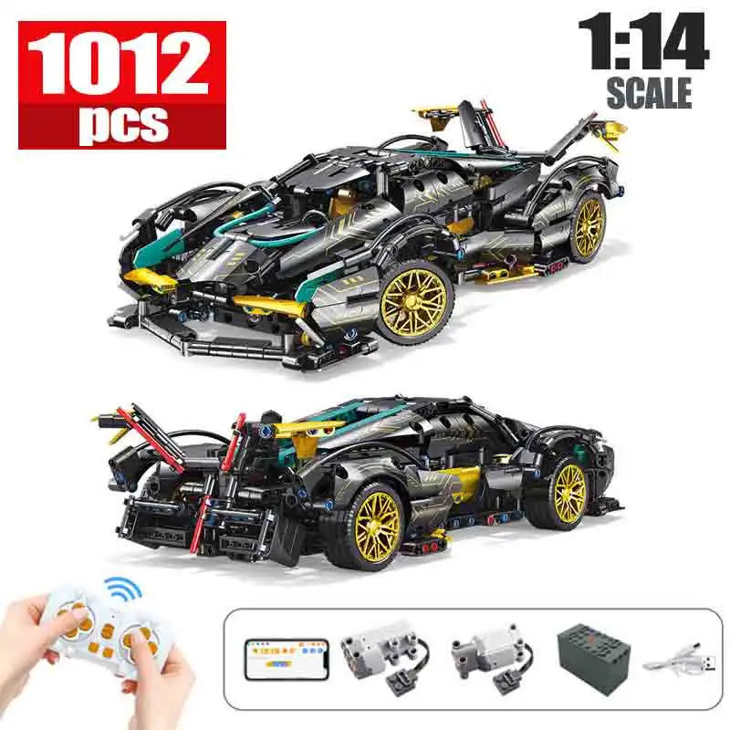 Technical Lamborghinied V12 concept remote control sports car building blocks 1012 pcs birthday gifts for boys and kids