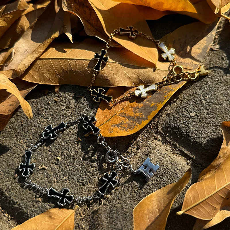 Shell Cross Bracelet for Men Boys, High-end Qualification Adjustable Charm Bracelets,Personalized Niche Jewelry Gift