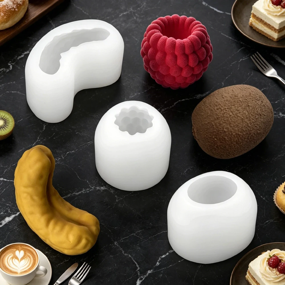 Single Cashew Blackberry Kiwi Silicone Mold Simulated Dessert Chocolate Pudding Baking Mold DIY Squishy Aromatherapy Candle Mold