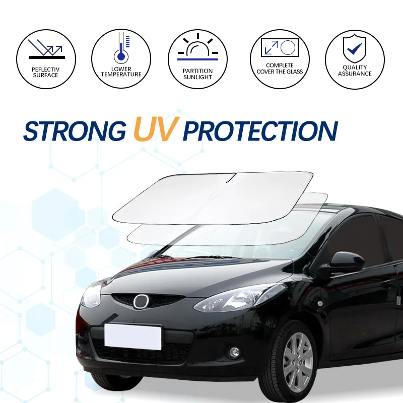 

Windshield Sun Shade For Mazda 2 Sunshade Sun Visor Protector Foldable Blocks UV Rays Keep Your Car Cooler