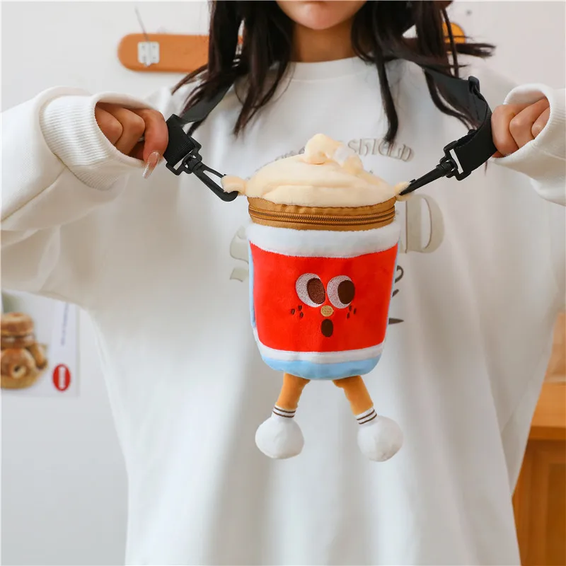 Plush Coke Doll Crossbody Bag Cute Children 2024 Cartoon Hamburger Fries Shoulder Bag Creative Coin Purse Storage Bags