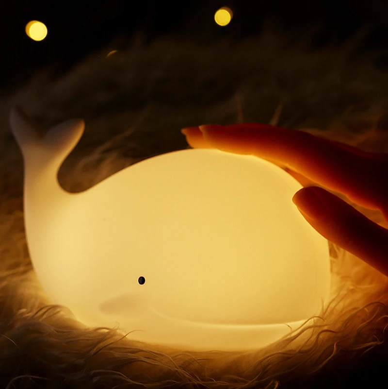 7 colors Cute Whale Night Light Silicone USB Rechargeable Nightlights Room Decorations Table LED Lamp Gifts For Children