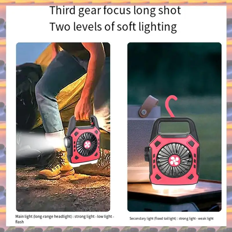 

ABML Portable Camping Fan With Light Multifunctional Outdoor Flashlight USB Charging Hanging Tent Light