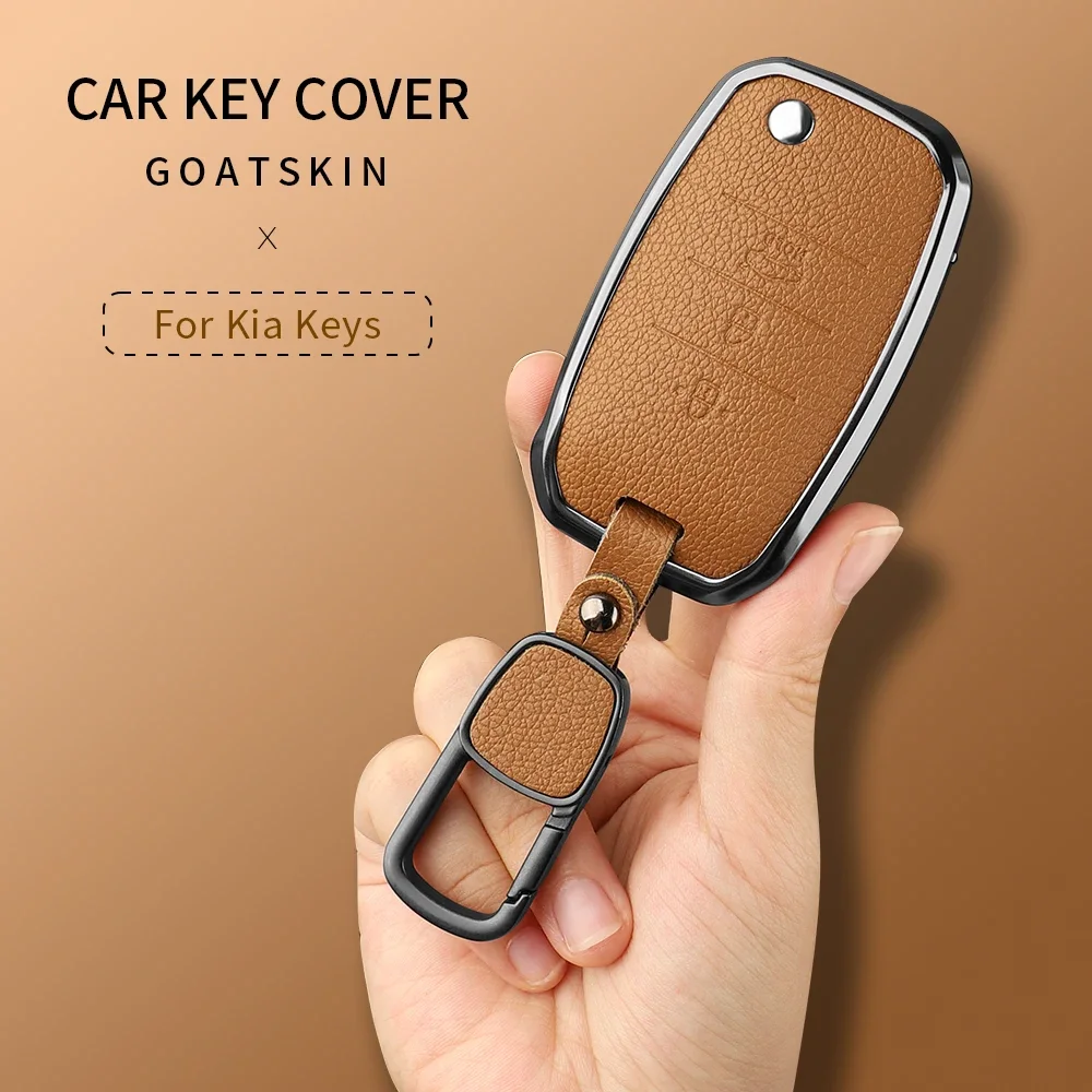 Metal And Leather Car Key Case Cover For KIA Sid Rio Soul Sportage Ceed Sorento Cerato K2 K3 K4 K5