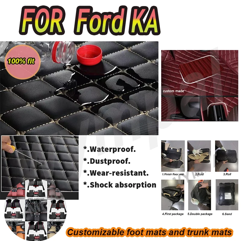 

LUXURY Customized Artificial Leather Car Floor Mat For Ford KA 2014 2015 2016 2017 2018 2020