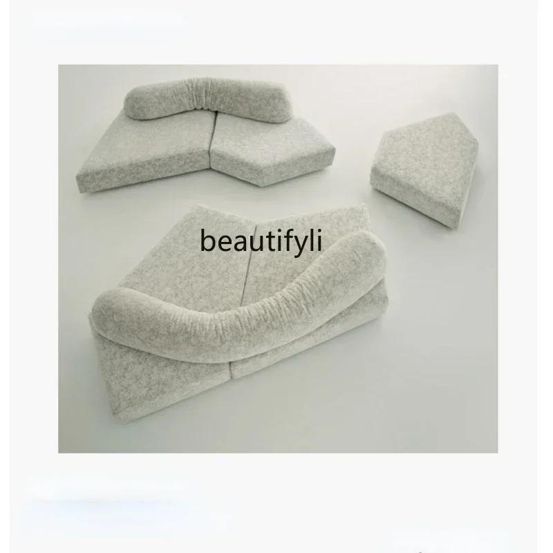 

yj Italian Minimalist Fabric Rock Sofa Large Apartment Living Room Suede Module Combination