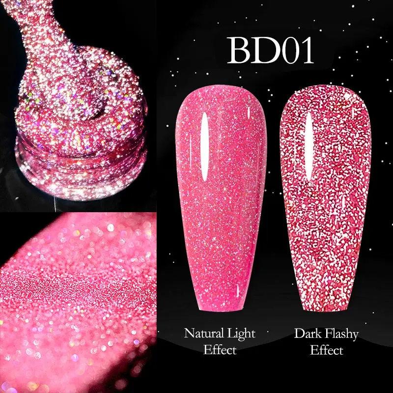 Venalisa Reflecterende Glitter Nail Gel Polish Pigment Nail Art Manicure Losweken Emaille Vakantie Sparkle Disco Gel