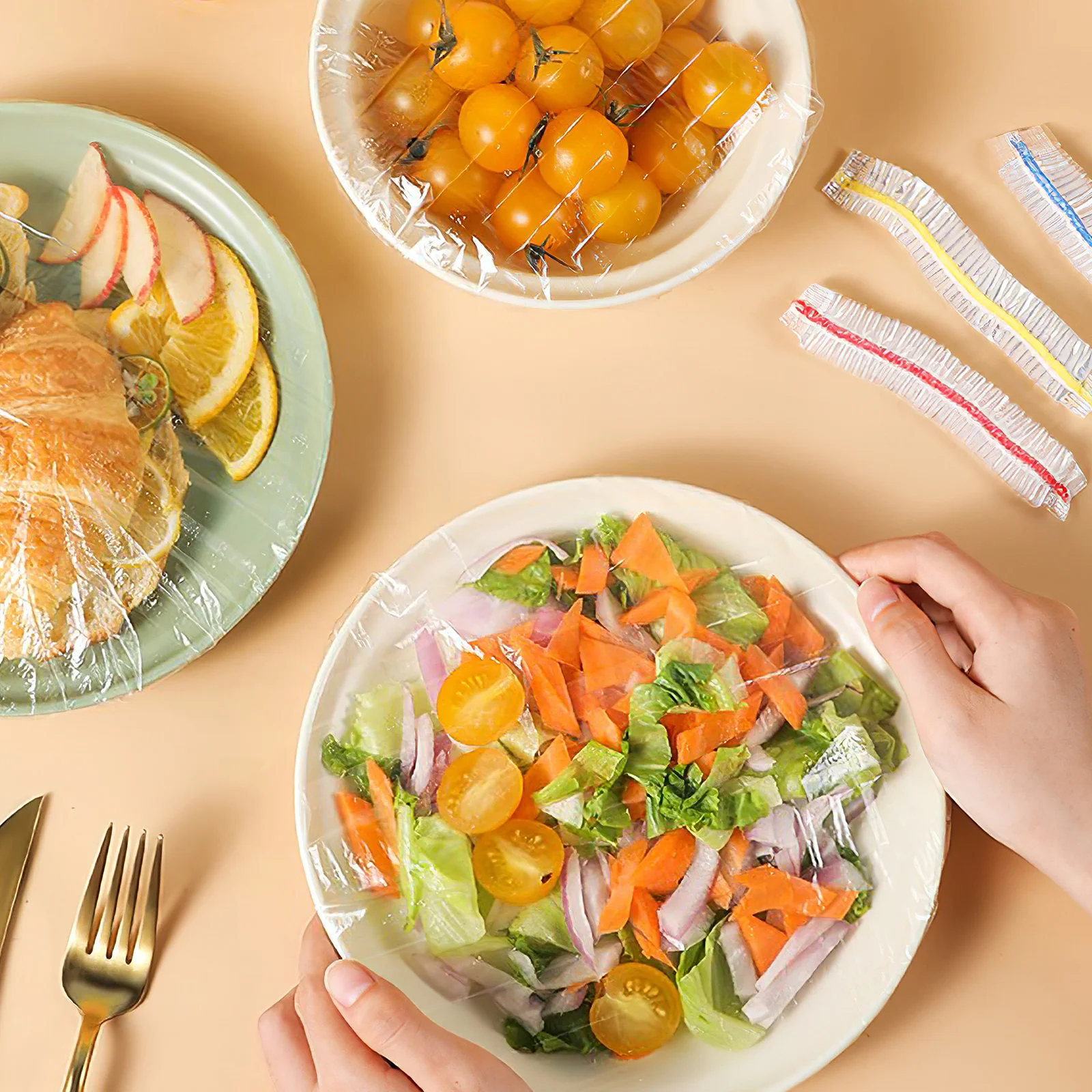 

200pcs Reusable Food Covers PE Bowl Cover Elastic Storage Containers StretchableFood Storage Refrigerator Plastic Kitchen