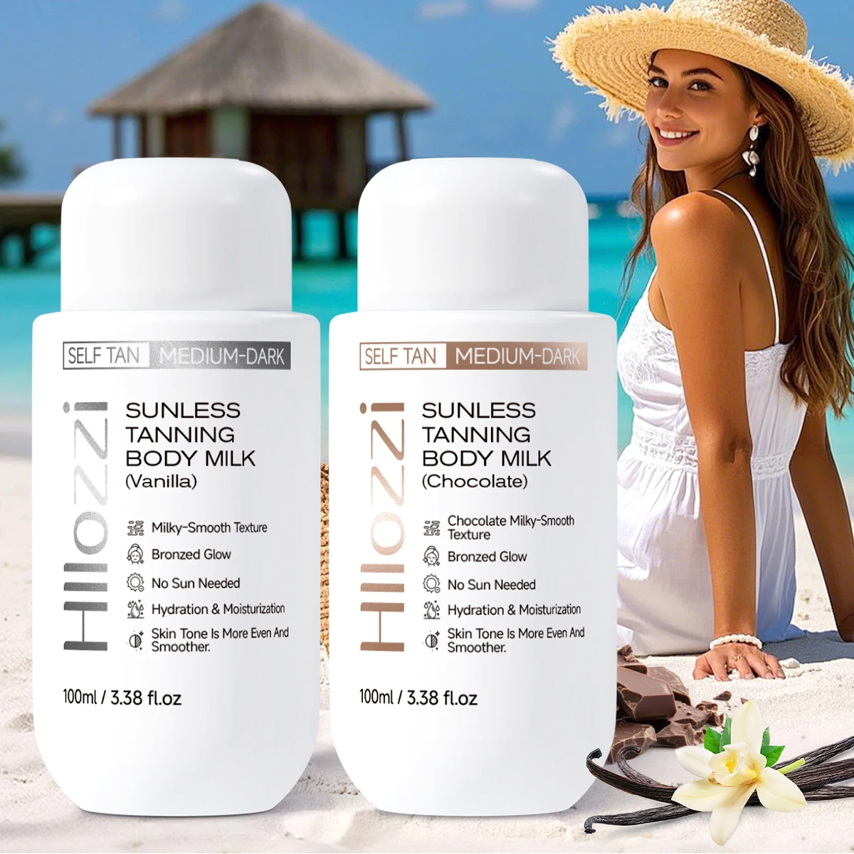 SUNLESS TANNING BODY MILK,Make the skin look brighter and smoother, keep the skin soft and smooth, with a bronze glow.