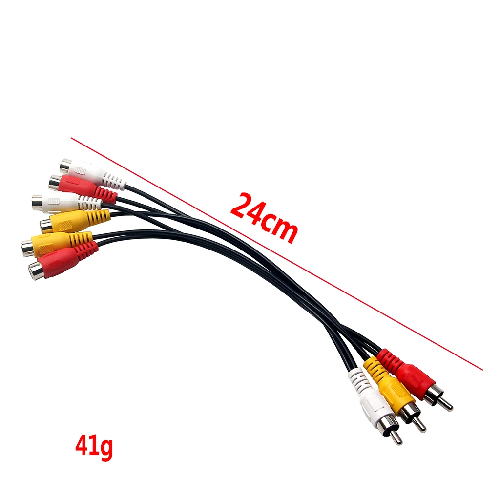 Đen 25Cm 3RCA Nam Jack 6RCA Cắm Cái Bộ Chia Video Âm Thanh AV TV DVD Cáp