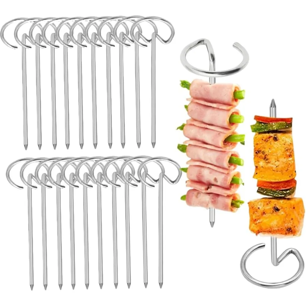 Brochette de Kebab verticale en métal, accessoires de friteuse à air et de gril réutilisables en acier inoxydable-brochette de Kebab verticale pour fruits et viande